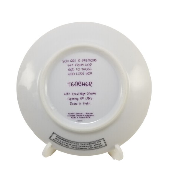 1991 Precious Moments Teacher’s Miniature Collector’s Porcelain Plate By Enesco - Picture 3 of 6
